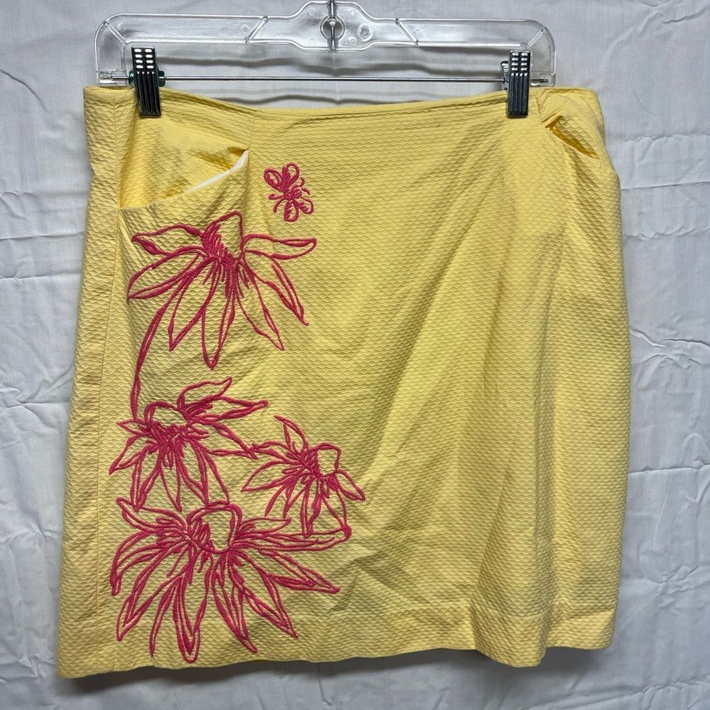 Lilly Pulitzer floral pink and yellow skirt